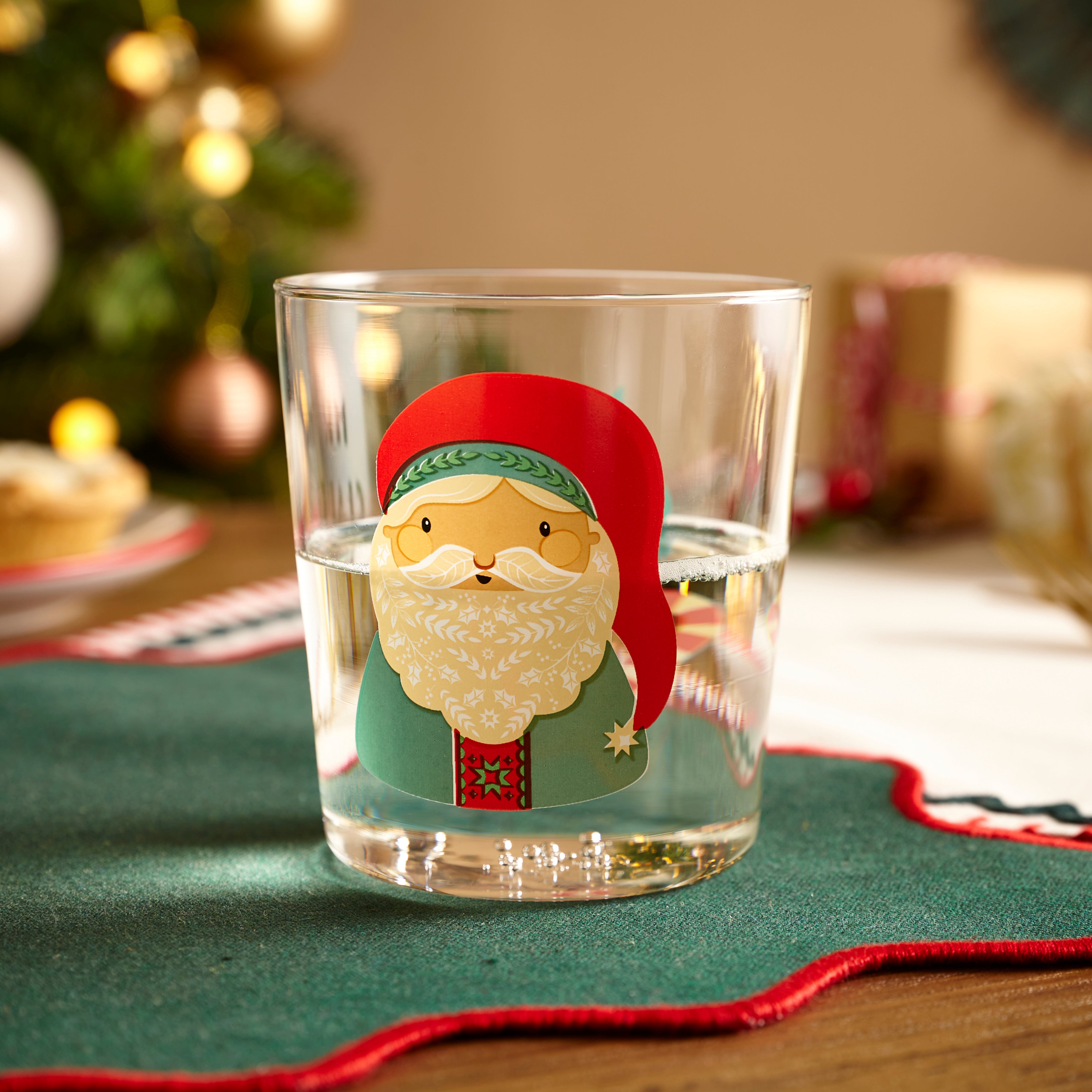 Santa Christmas Glass Tumbler