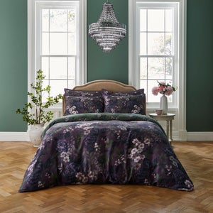 Dorma Giverny Damson 100 Cotton Duvet Cover & Pillowcase Set