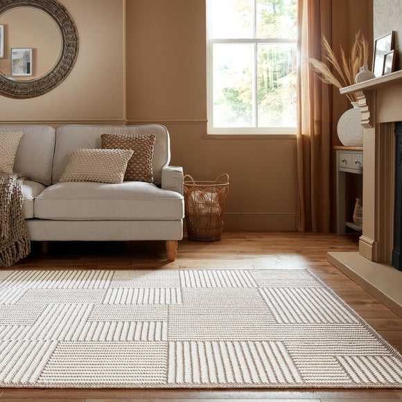 Bobble Grid Geometric Rug White