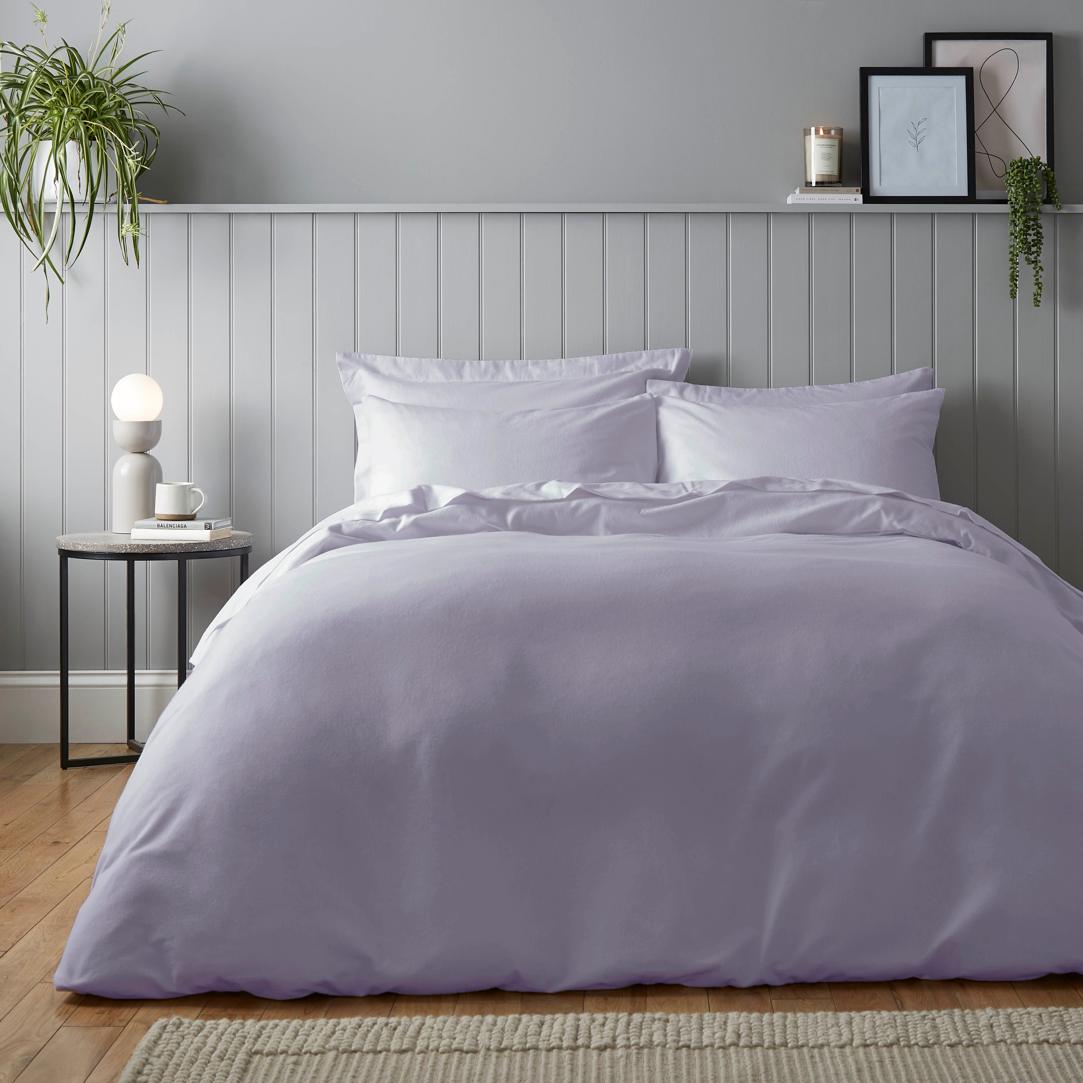 Soft Cosy Cotton Duvet Cover And Pillowcase Set Lilac