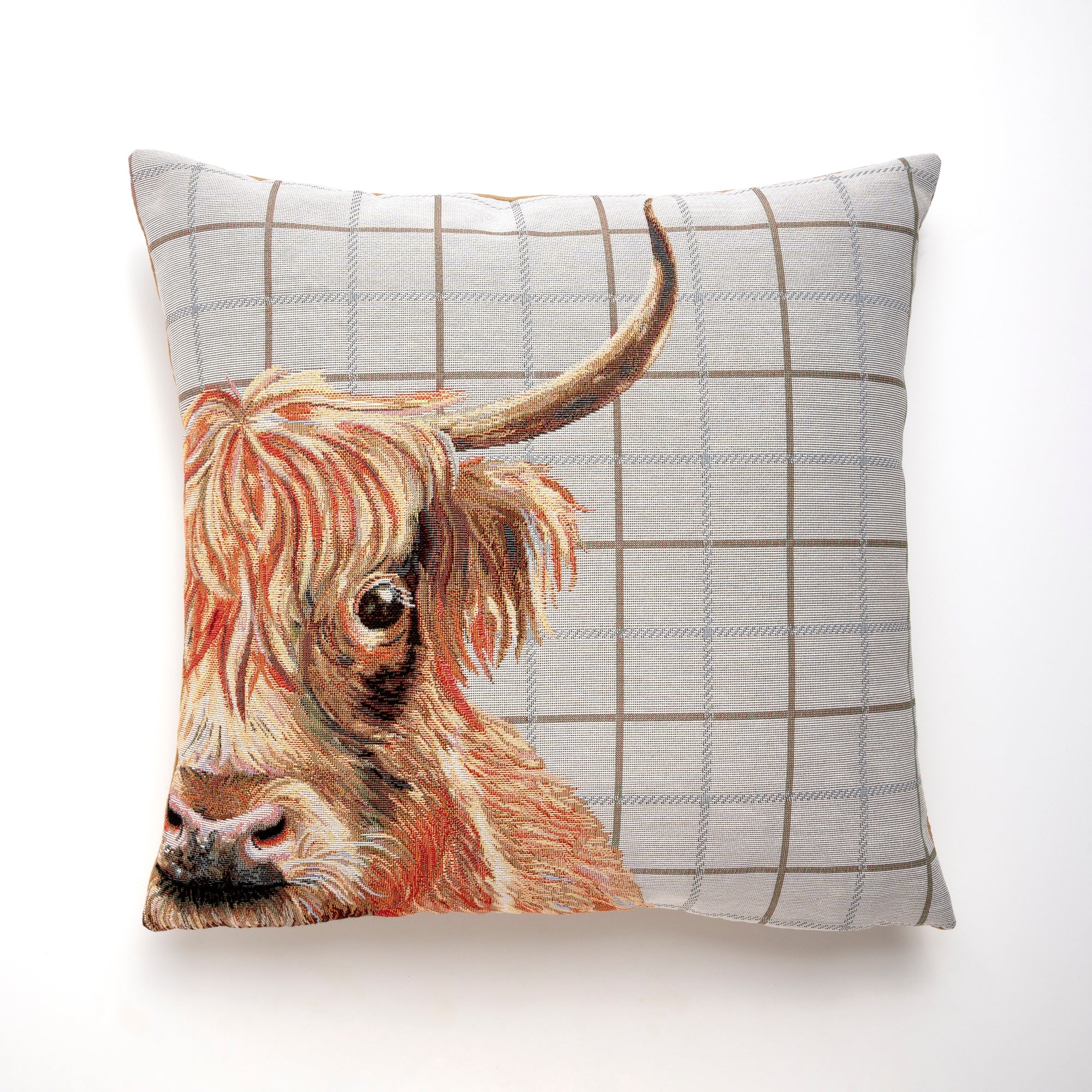 Highland Cow White Cushion White