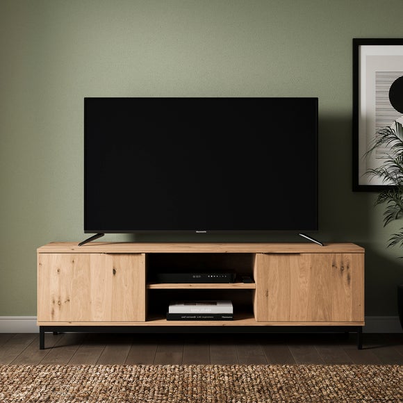 Reynolds Wide TV Unit for TVs up to 60", Rustic Oak Effect    thumbnail