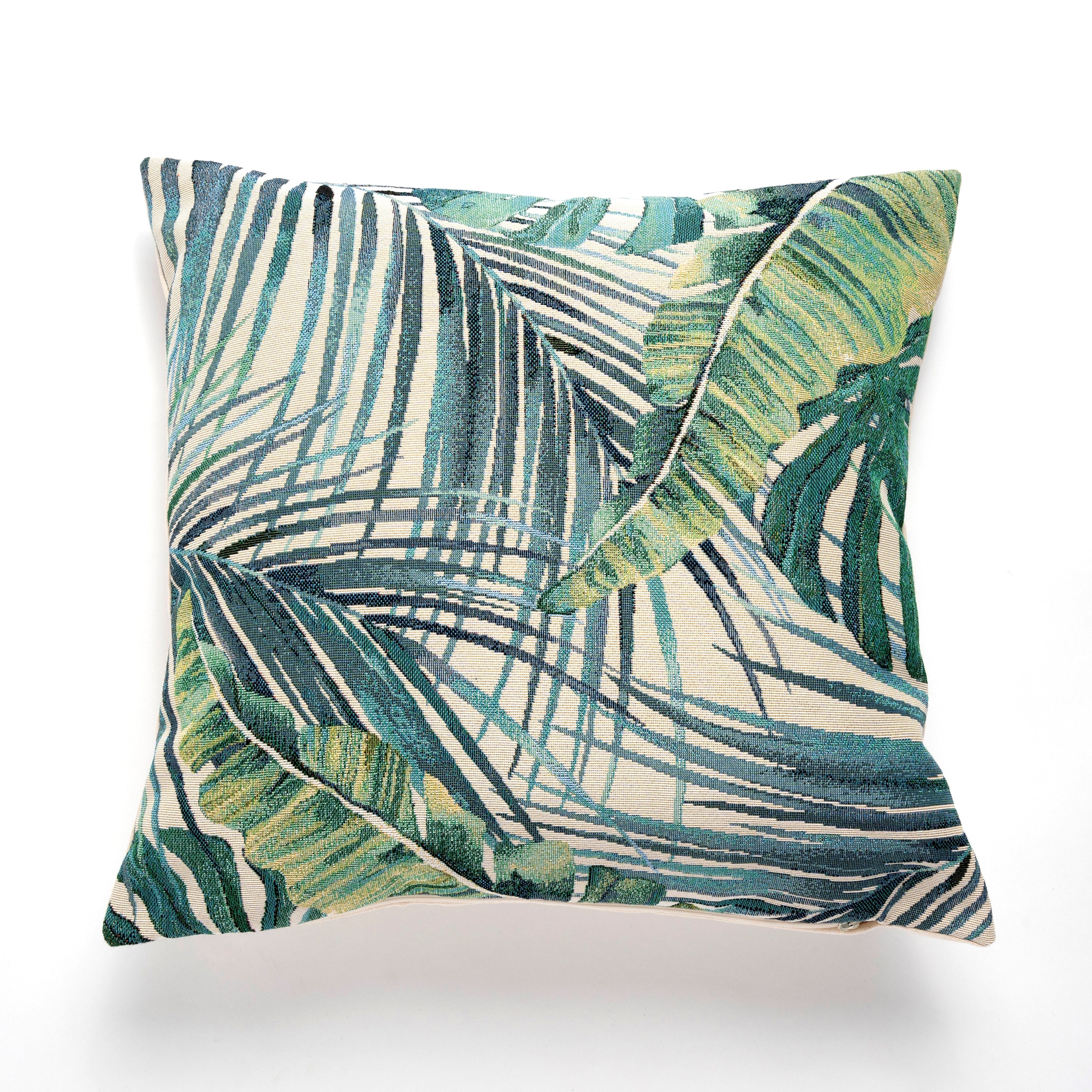 Palm Leaf Jacquard Cushion Green