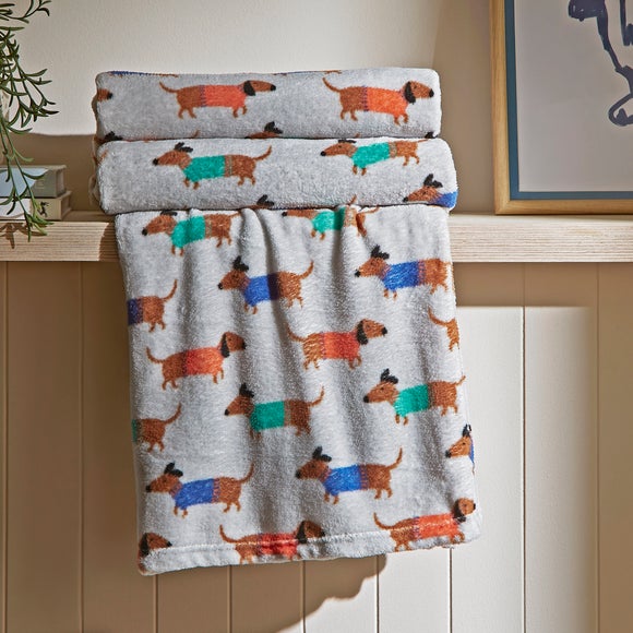 Sausage dog fleece throw sale