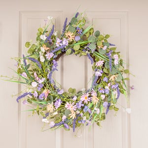 Artificial Spring Purple Florals Wreath
