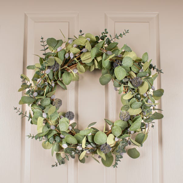 Artificial Eucalyptus and Pussy Willow Wreath image 1 of 7