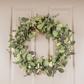 Artificial Eucalyptus and Pussy Willow Wreath
