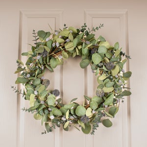 Artificial Eucalyptus And Pussy Willow Wreath