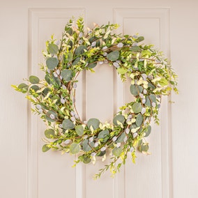 Artificial Eucalyptus Foliage and Pussy Willow Wreath