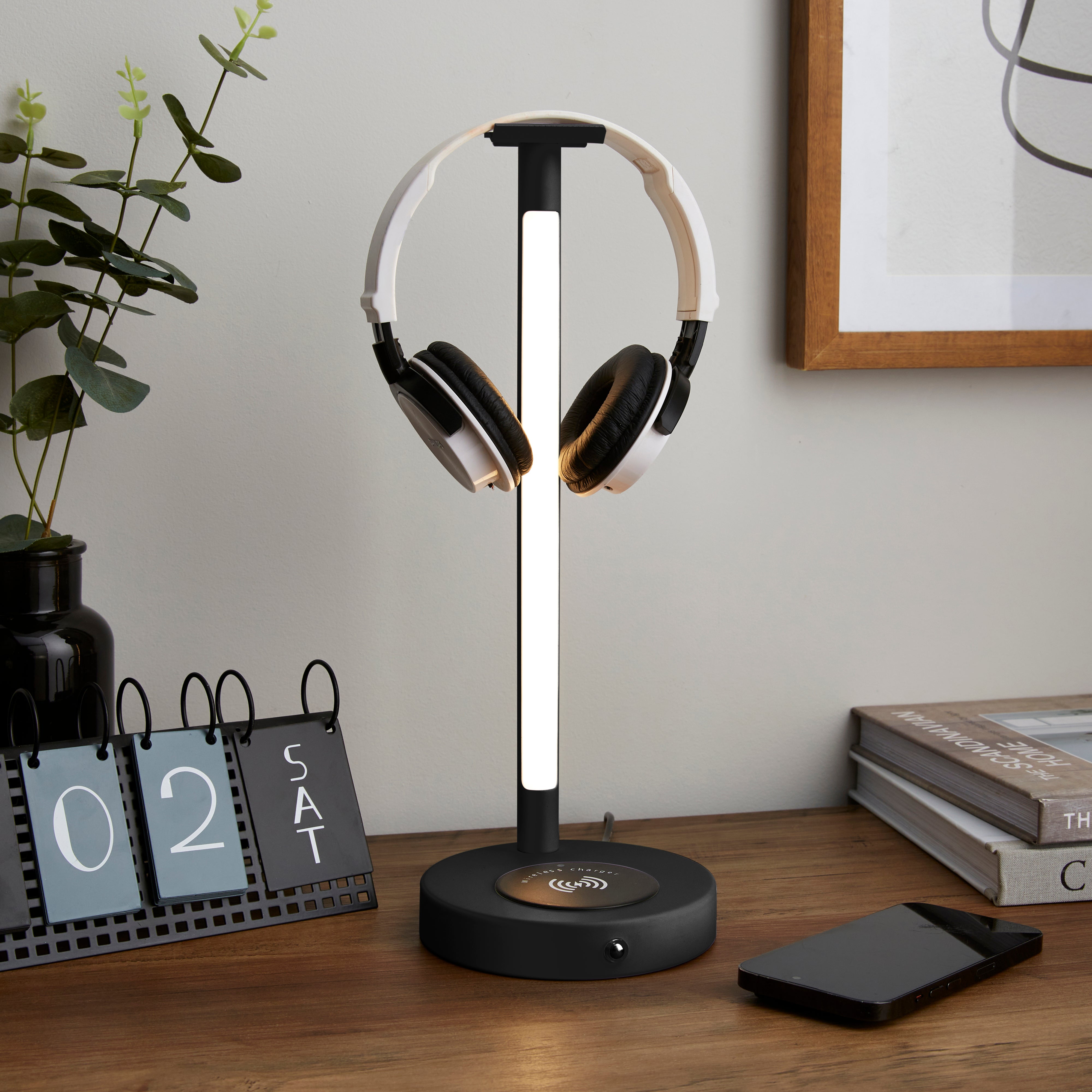 Headphone Led Touch Dimmable Charger Table Lamp Black