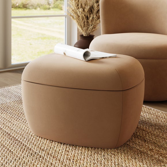 Modern Curves Velvet Storage Footstool Dunelm