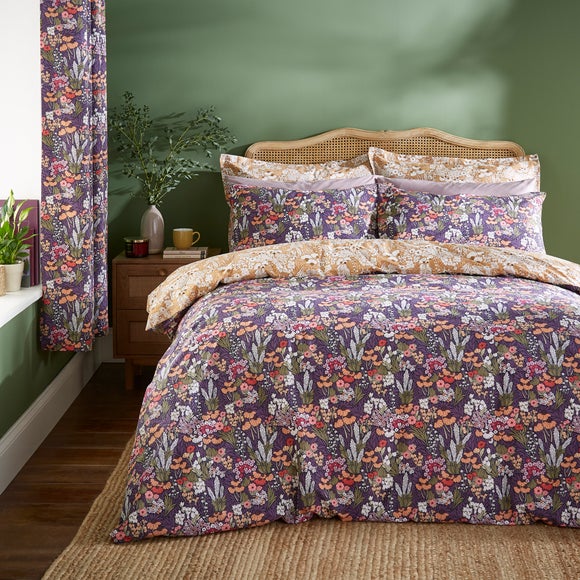 Harvest Floral Purple Duvet Cover And Pillowcase Set