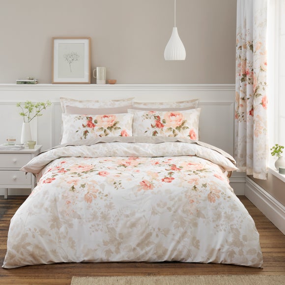 Evelyn Rose Coral Duvet Cover And Pillowcase Set