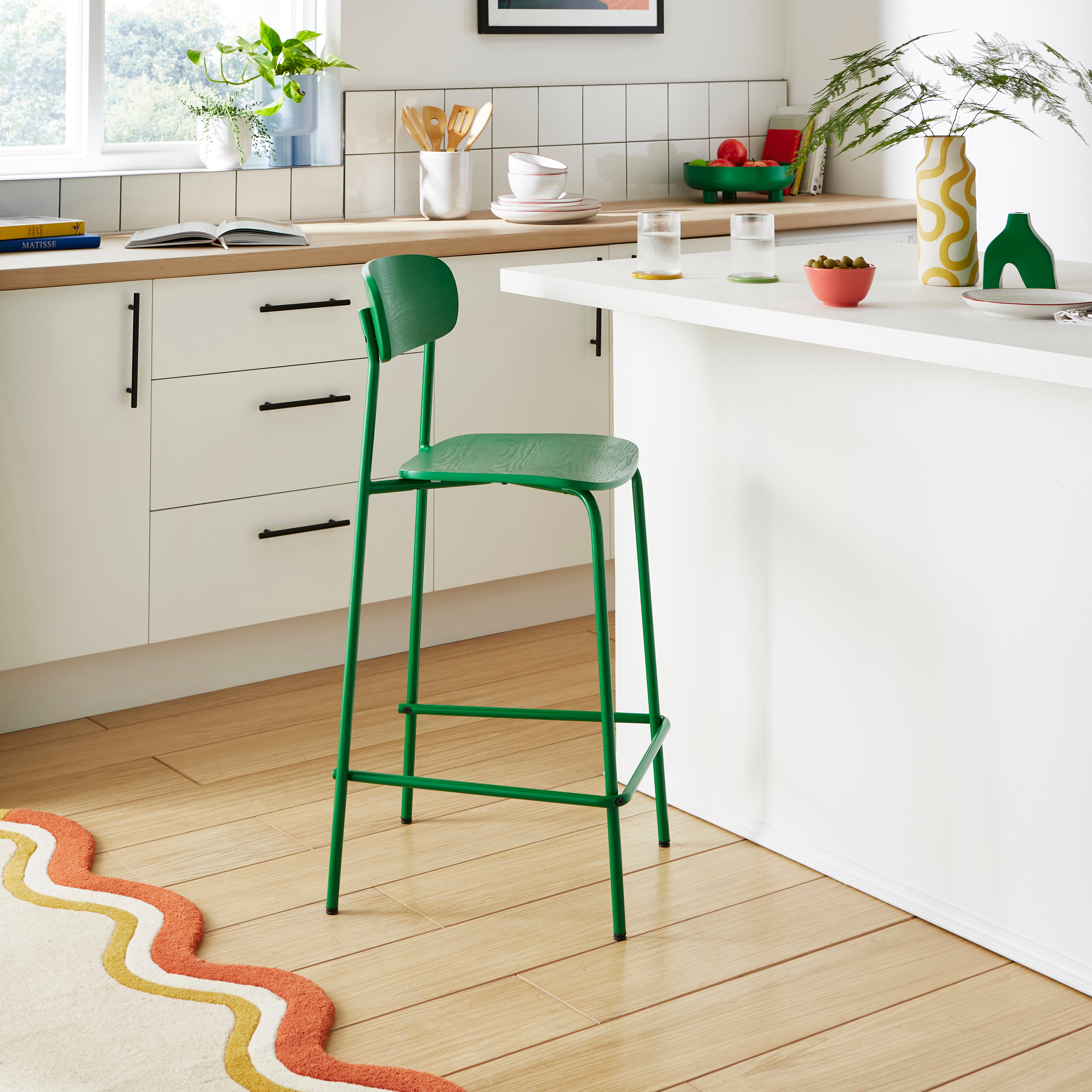 Elements Griffin Counter Height Bar Stool Green