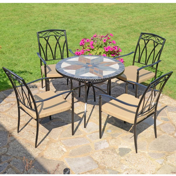Memphis 91cm Patio Table with 4 Austin Chairs Set image 1 of 10