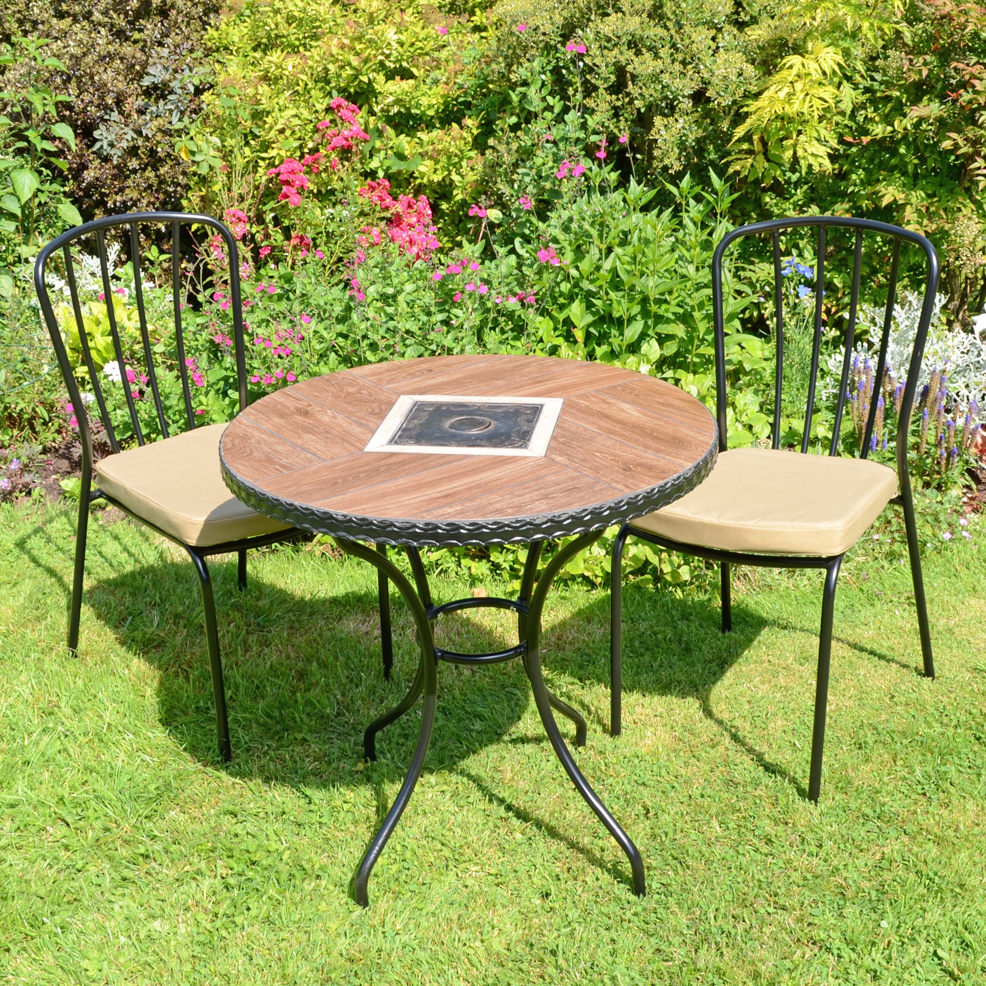 Harrison 71cm Bistro Table with 2 Milton Chairs Set Brown