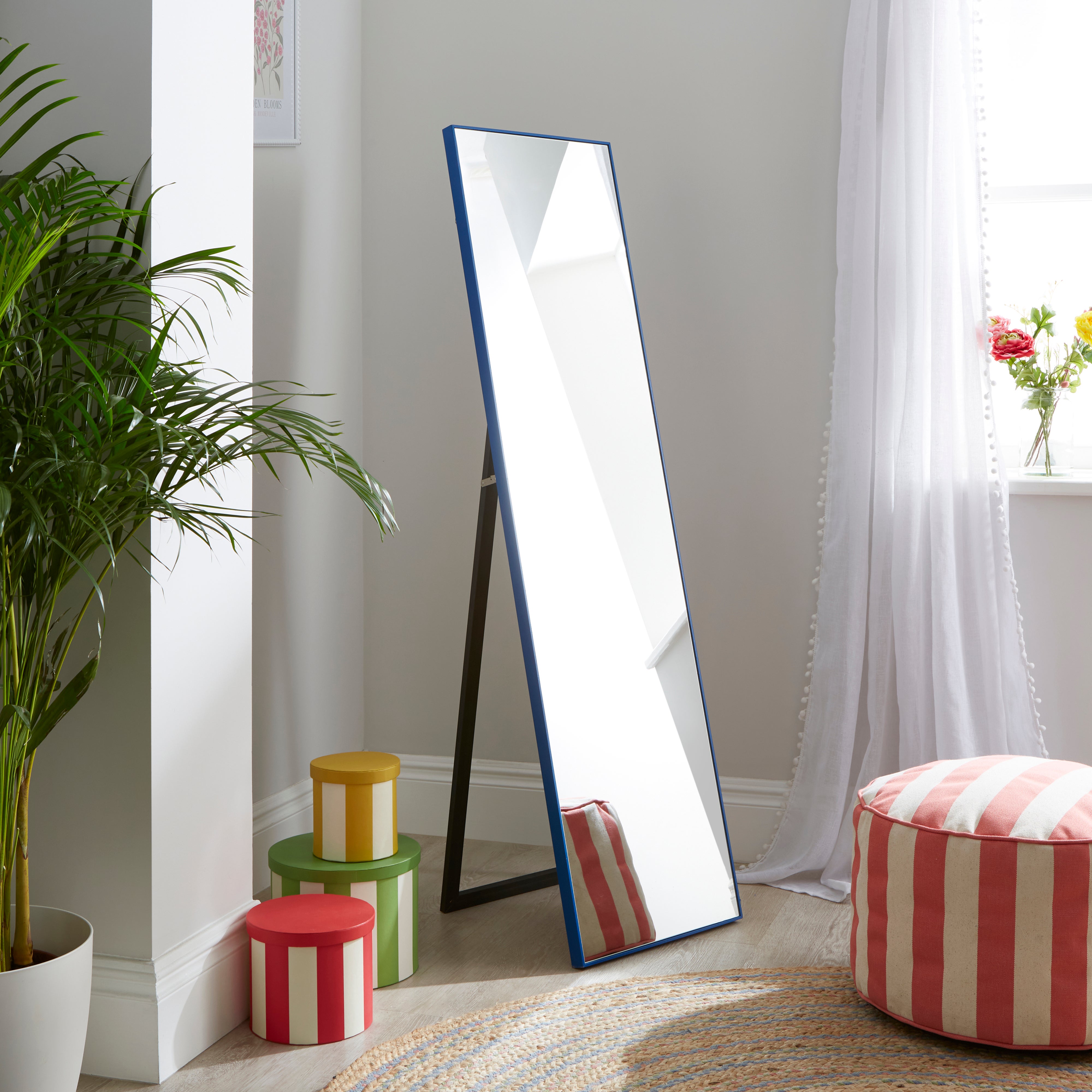 Rectangle Free Standing Full Length Mirror Blue