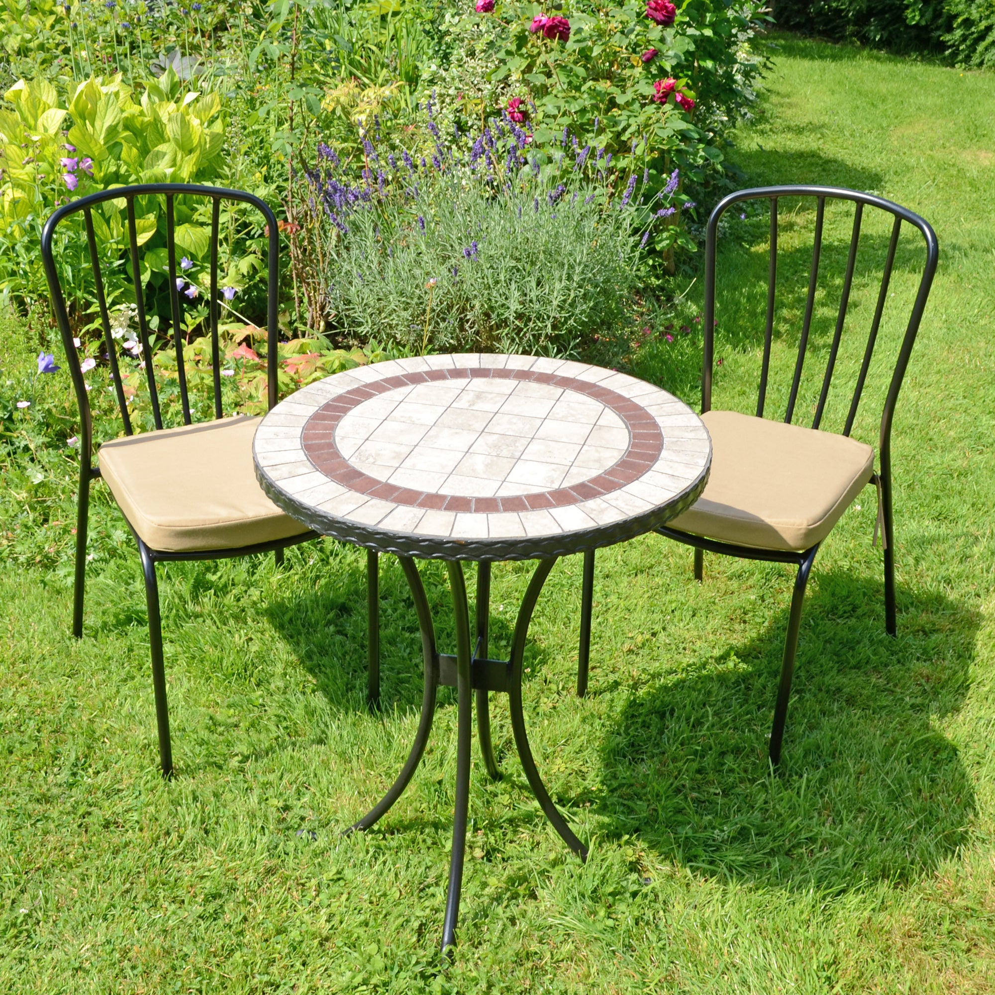 Henderson 60cm Bistro Table with 2 Milton Chairs Set Brown