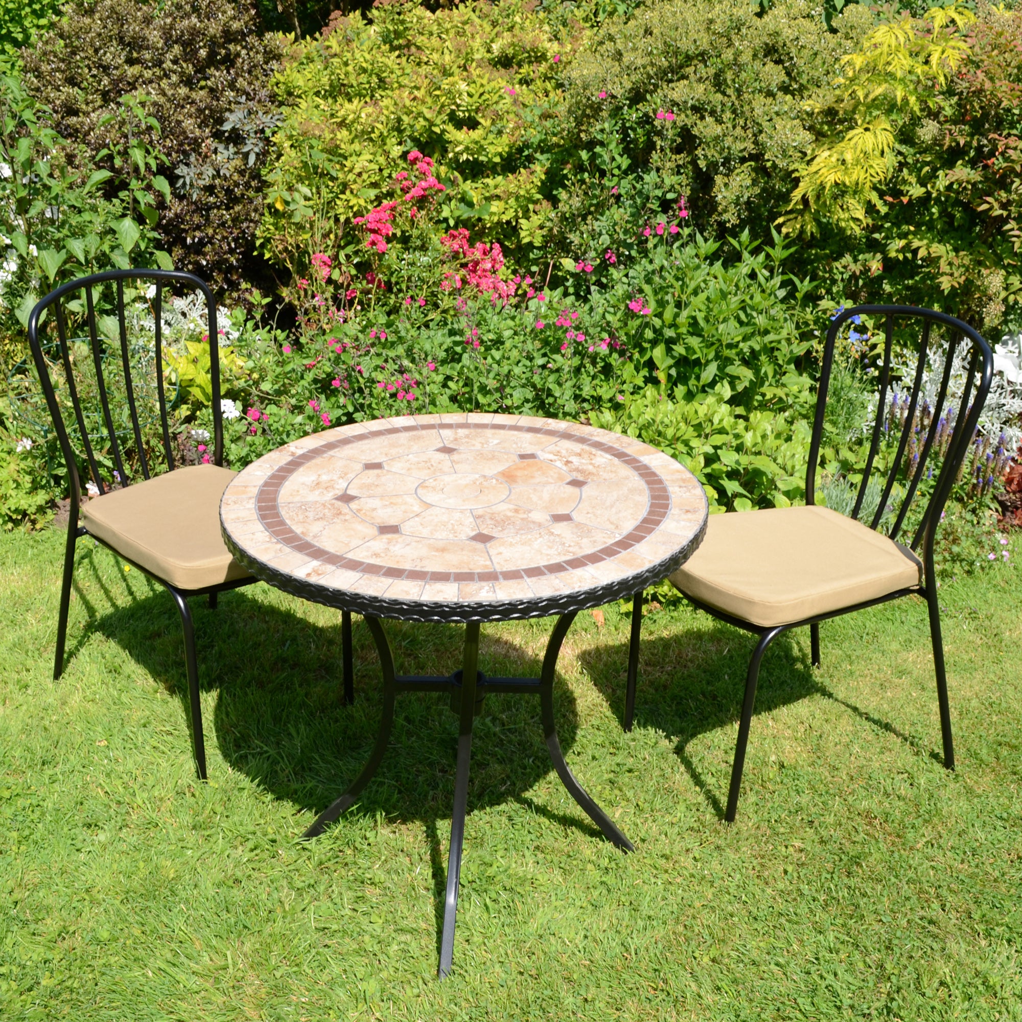 Riverside 76cm Bistro Table with 2 Milton Chairs Set Brown