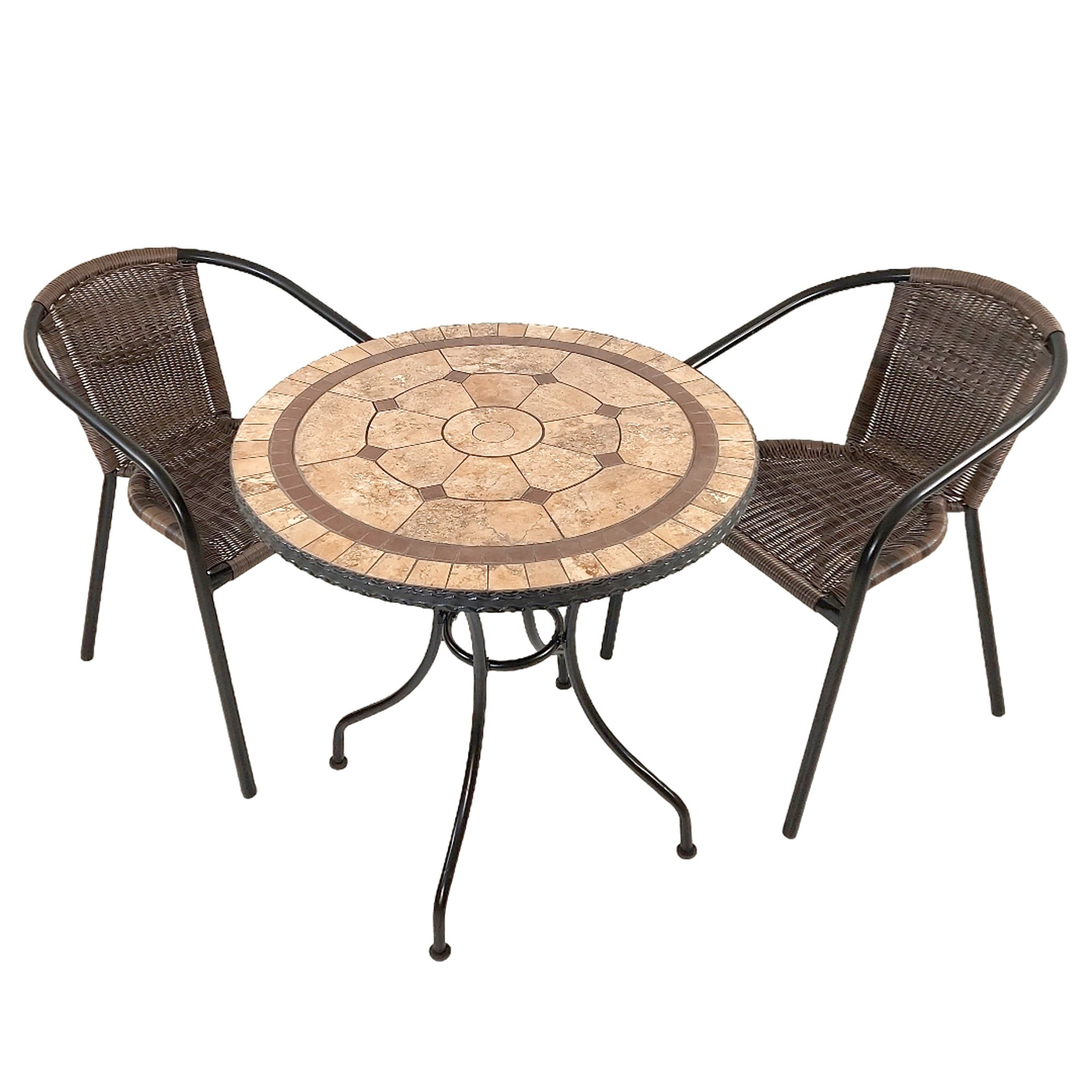 Riverside 76cm Bistro Table with 2 Springdale Chairs Set Brown