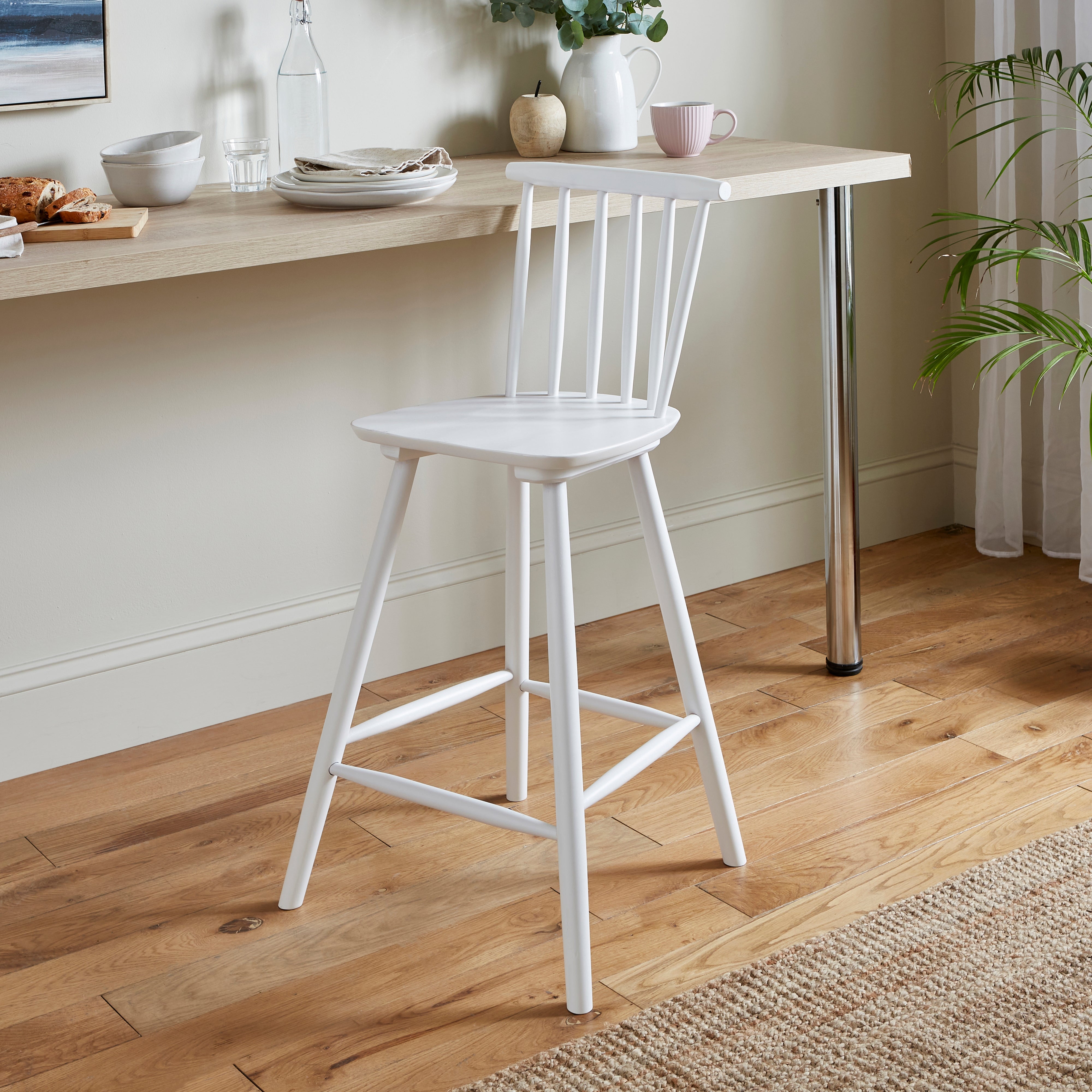 Harvey Bar Stool, Beech Wood White