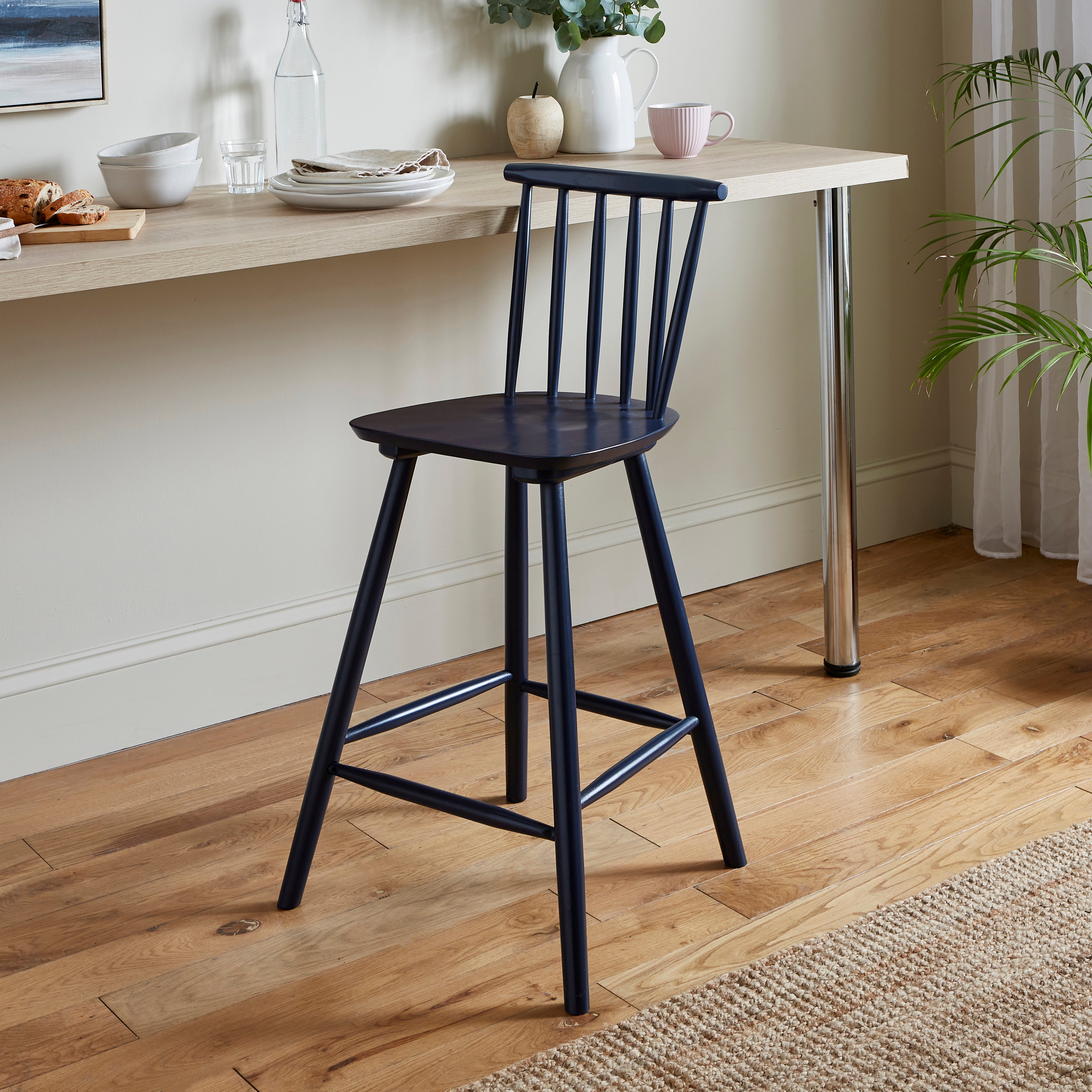 Harvey Bar Stool Beech Wood Luxe Navy