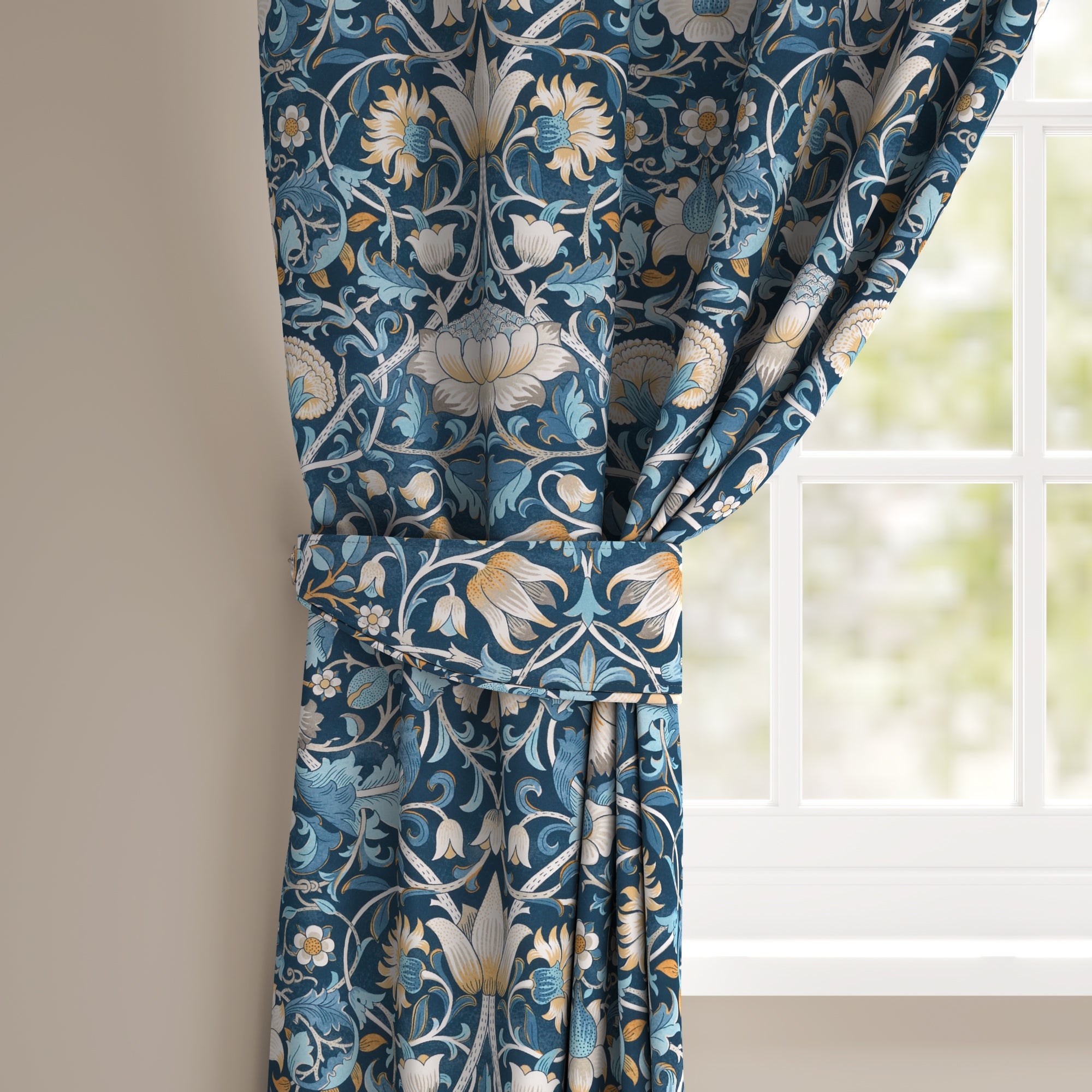William Morris At Home Lodden Velvet Made to Measure Fabric Sample Lodden Velvet Navy Blue