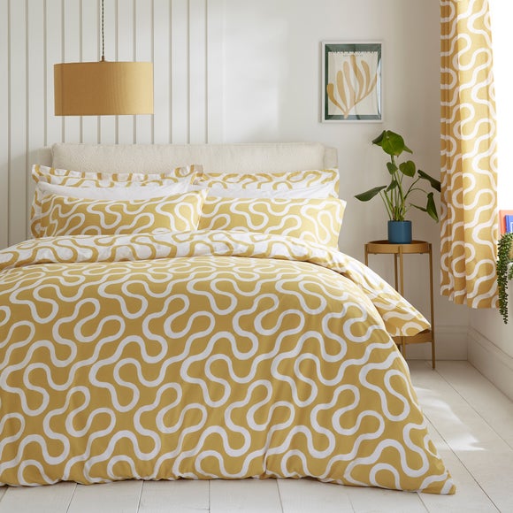 Elements Wigley Ochre Cotton Duvet Cover And Pillowcase Set