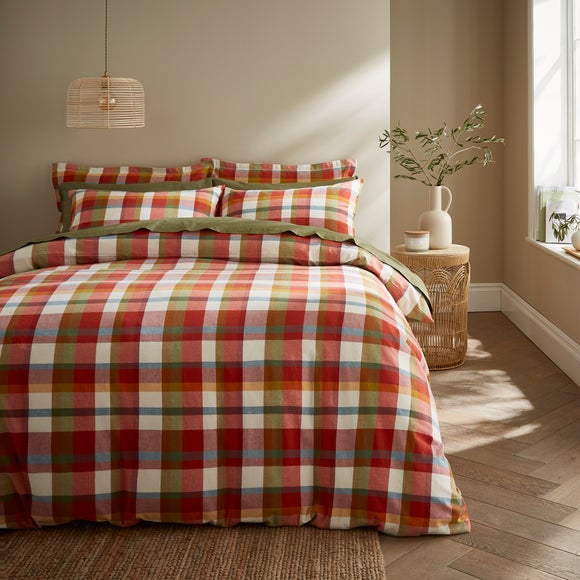 Winchcombe Check Red Duvet Cover And Pillowcase Set