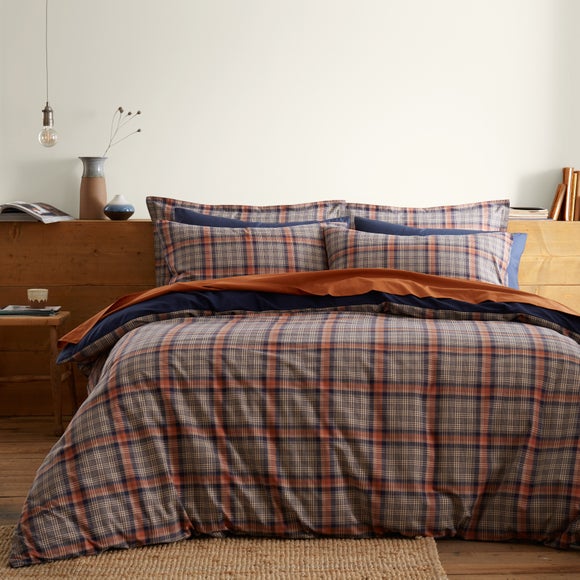 Calie Check Navy Duvet Cover And Pillowcase Set