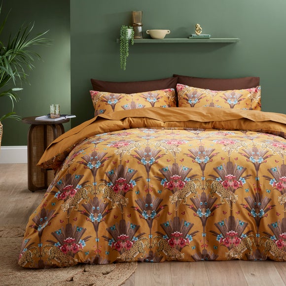 Yael Jungle Leopard Ochre Duvet Cover And Pillowcase Set