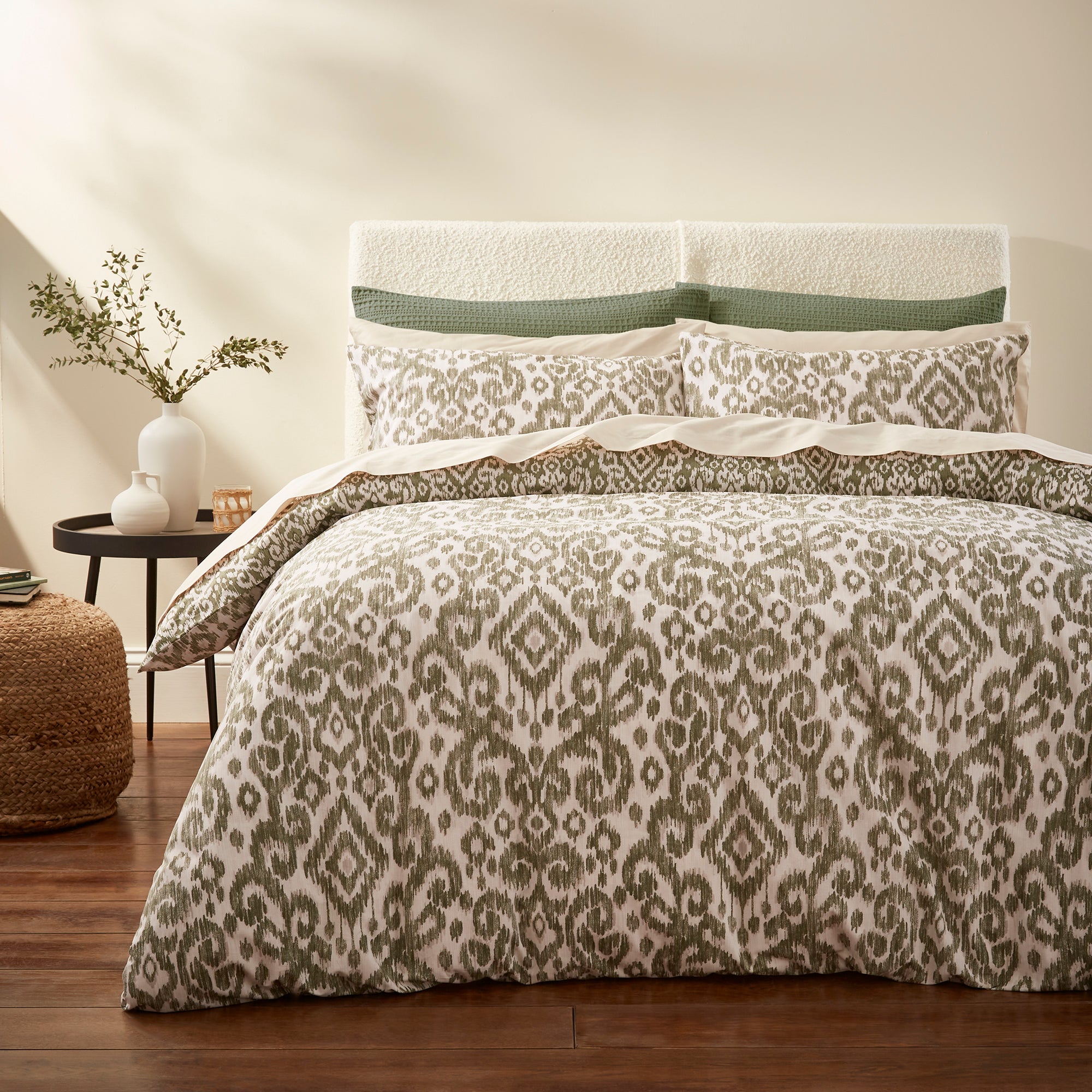 Hao Aztec Olive Duvet Cover And Pillowcase Set Olive Green