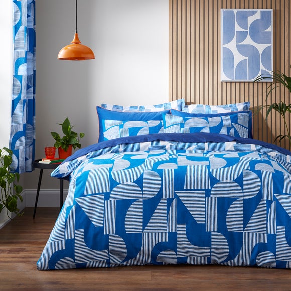 Elements Ezra Blue Cotton Duvet Cover And Pillowcase Set