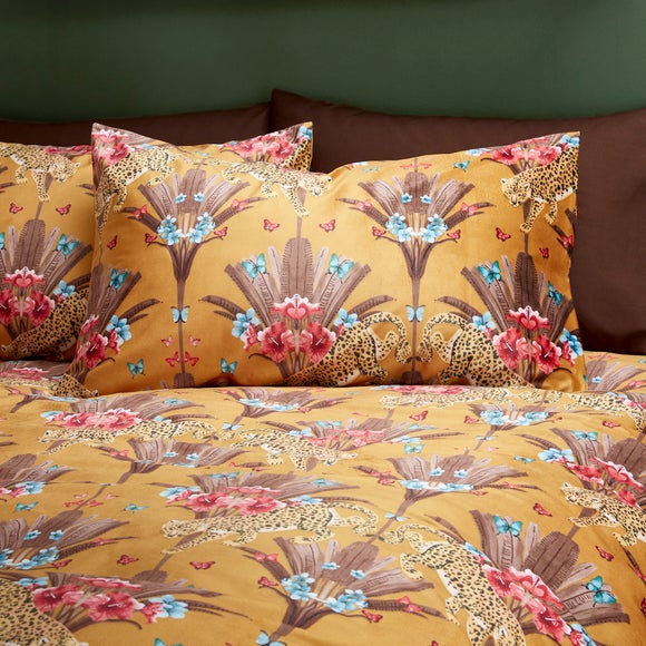 Yael Jungle Leopard Ochre Duvet Cover And Pillowcase Set