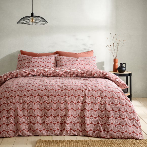 Mirad Modern Terracotta Duvet Cover And Pillowcase Set