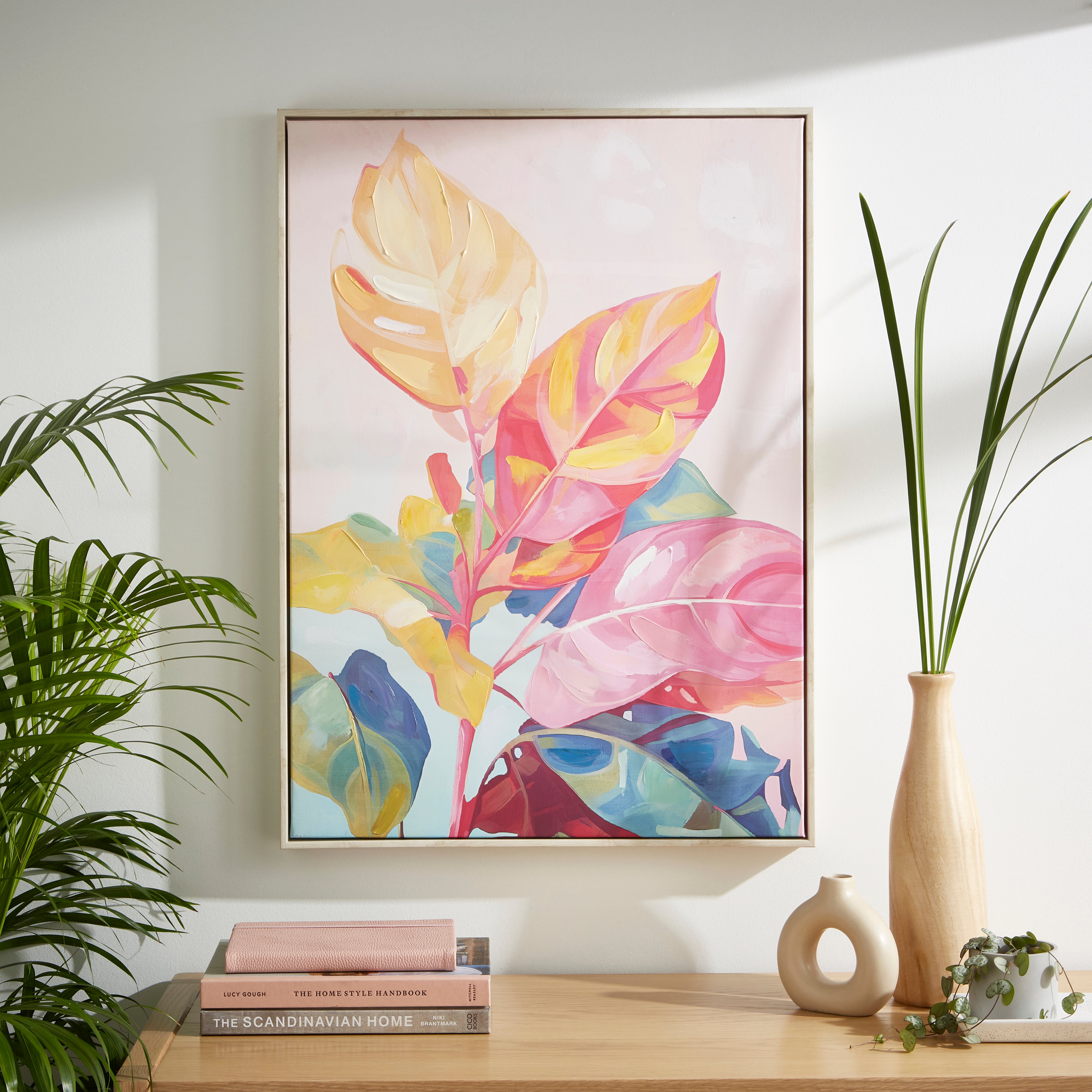 Colourful Leaves Framed Canvas