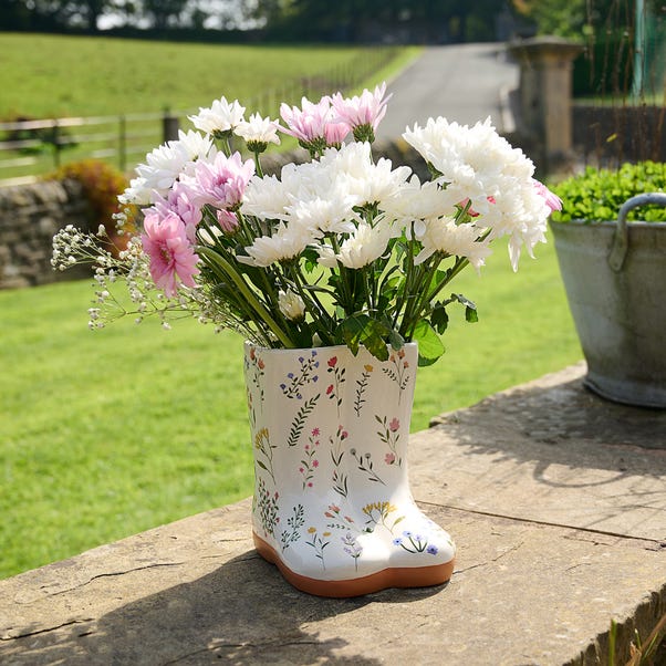 The Cottage Garden Floral Ceramic Welly Vase image 1 of 4