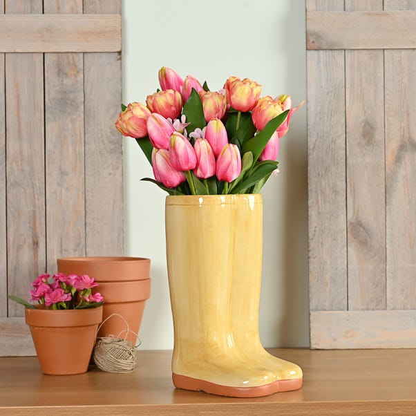 The Cottage Garden Yellow Ceramic Welly Vase image 1 of 5