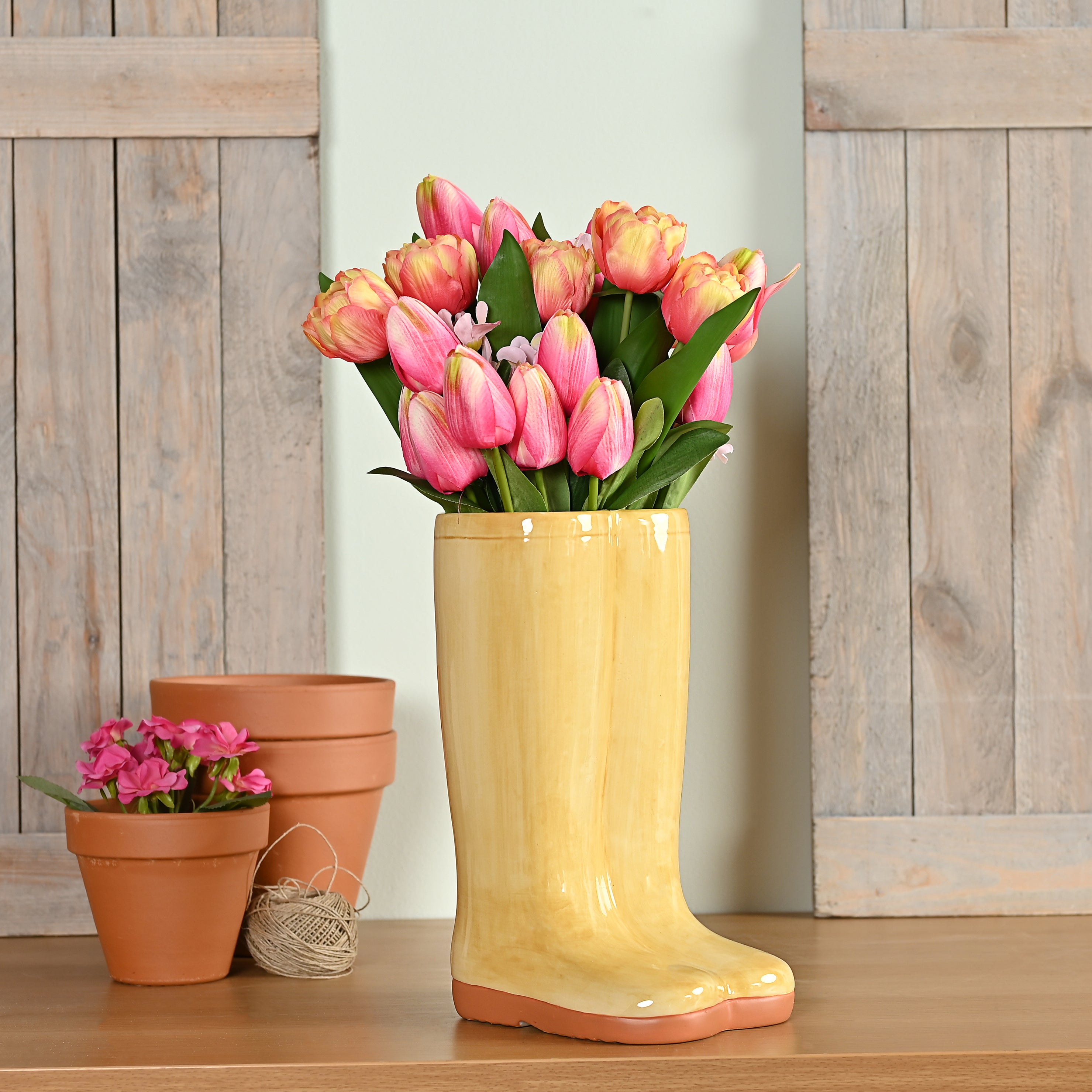 The Cottage Garden Yellow Ceramic Welly Vase