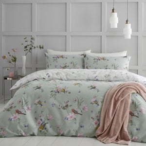 Catherine Lansfield Songbird Reversible Duvet Cover & Pillowcase Set