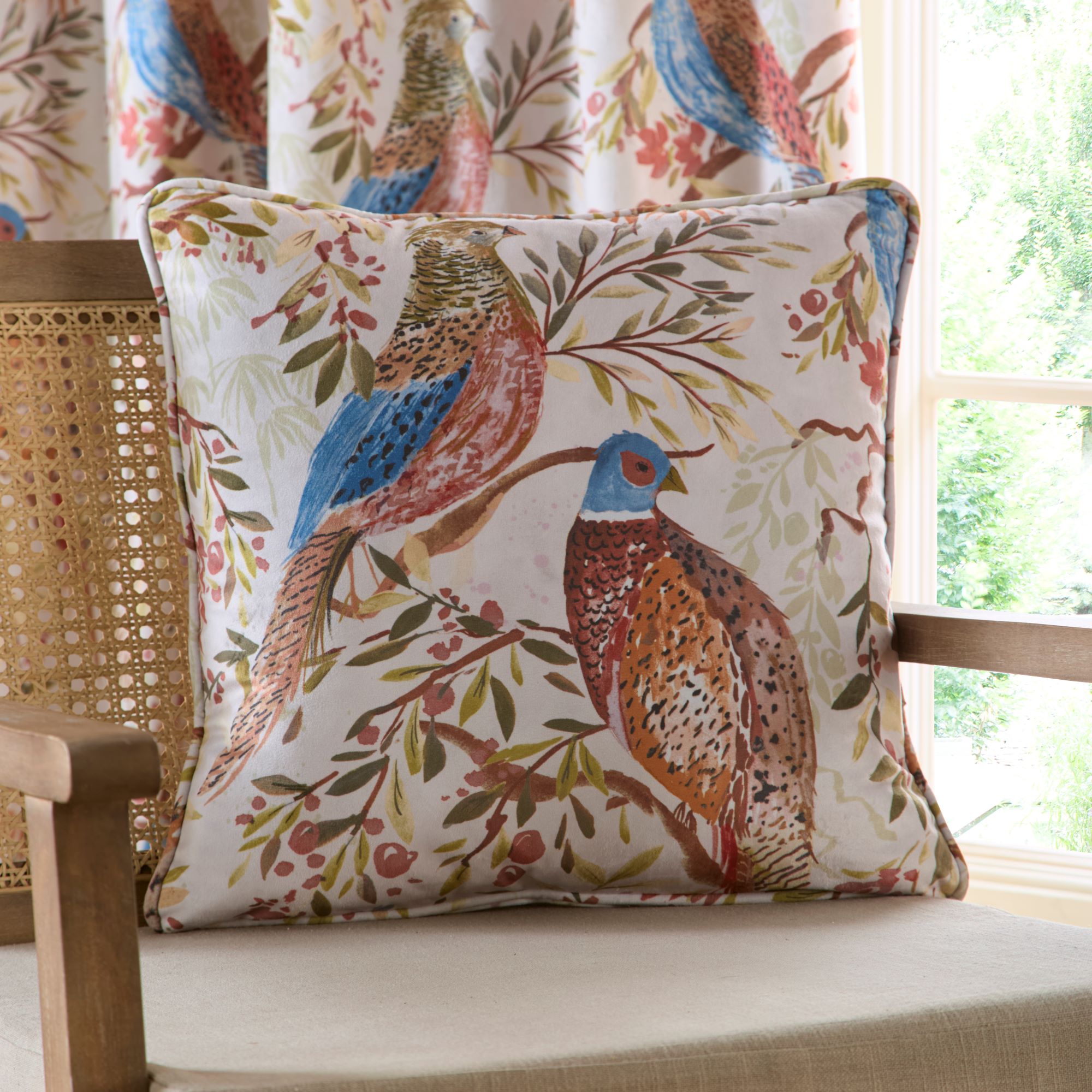 Woodland Pheasant Cushion Natural
