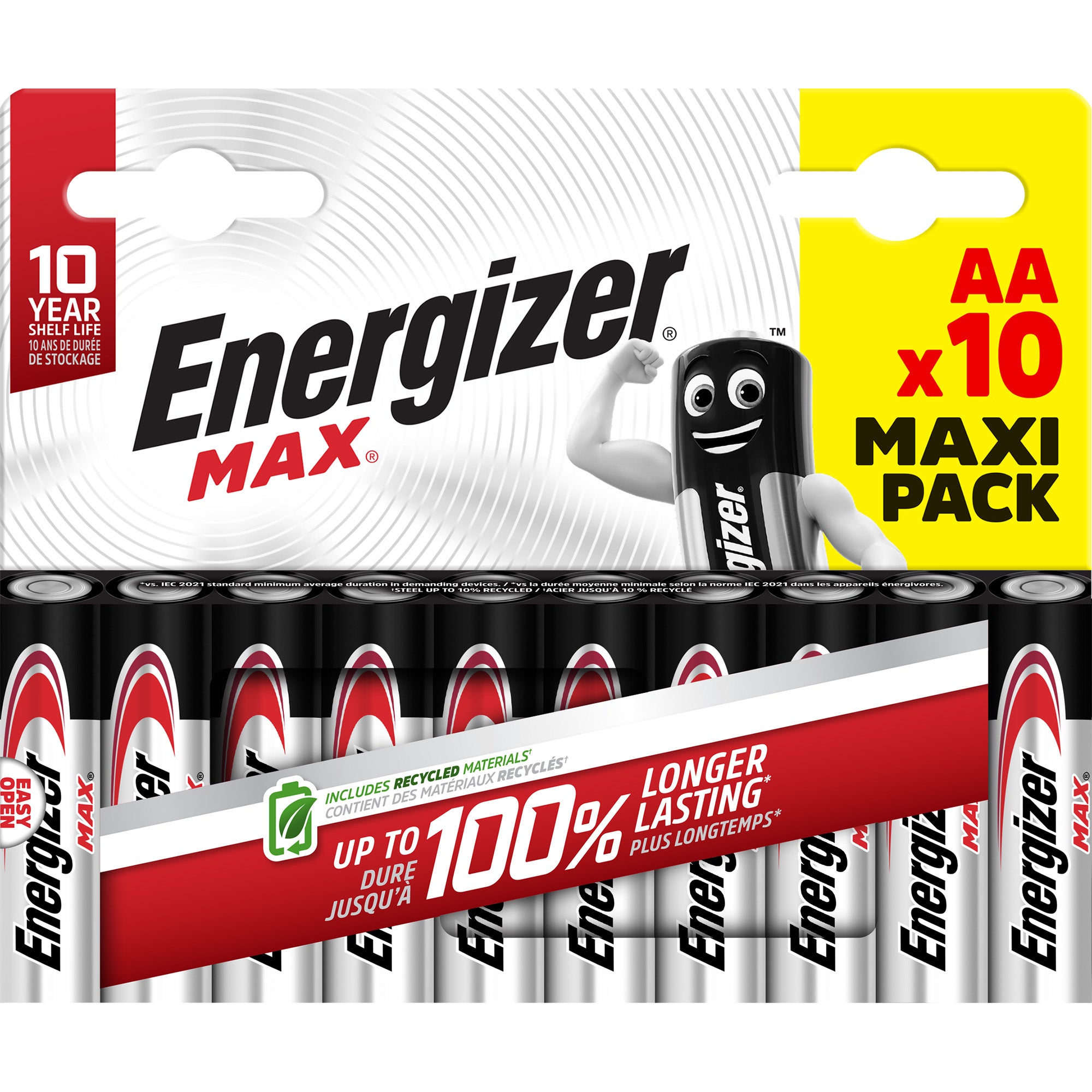 Energizer Max Pack of 10 AA Alkaline Batteries