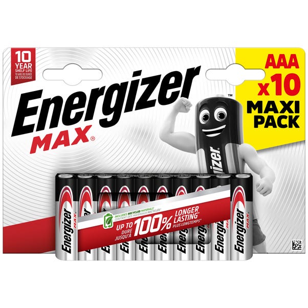 Energizer Max Pack of 10 AAA Alkaline Batteries image 1 of 1