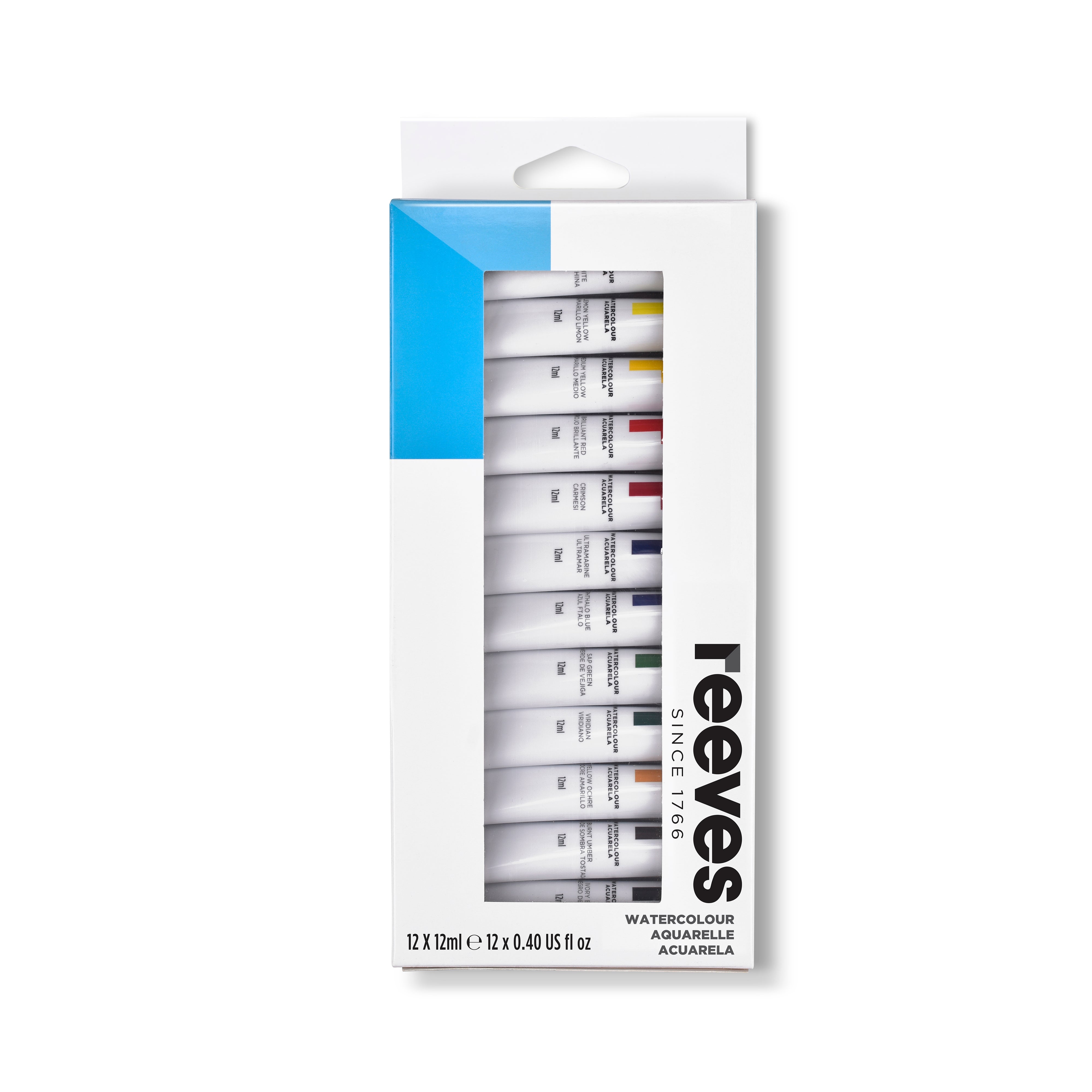 Reeves 12 x 12ml Assorted Watercolour Paint Tubes