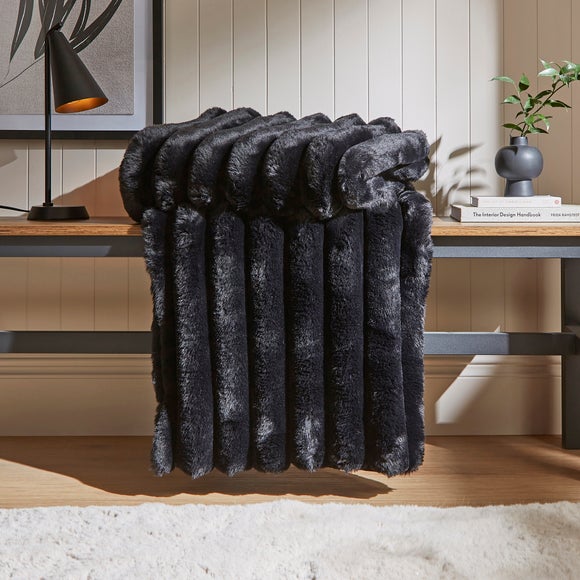 Dunelm black throw sale