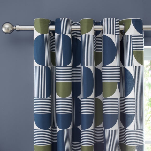 View Bromley Modern Geo Eyelet Curtains View Bromley Modern Geo Eyelet Curtains