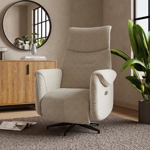 Silas Fabric Recline Swivel Chair