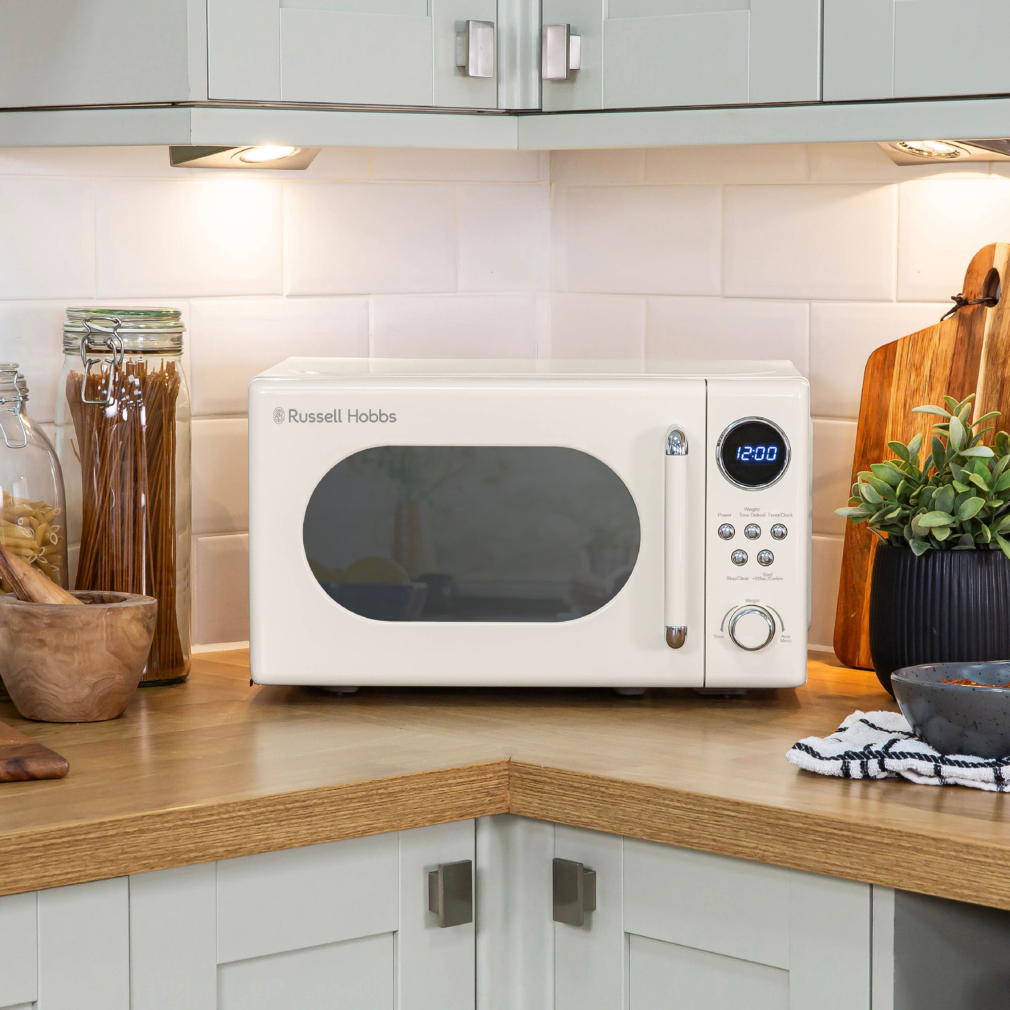 Russell Hobbs Retro Solo 20L Digital Microwave White
