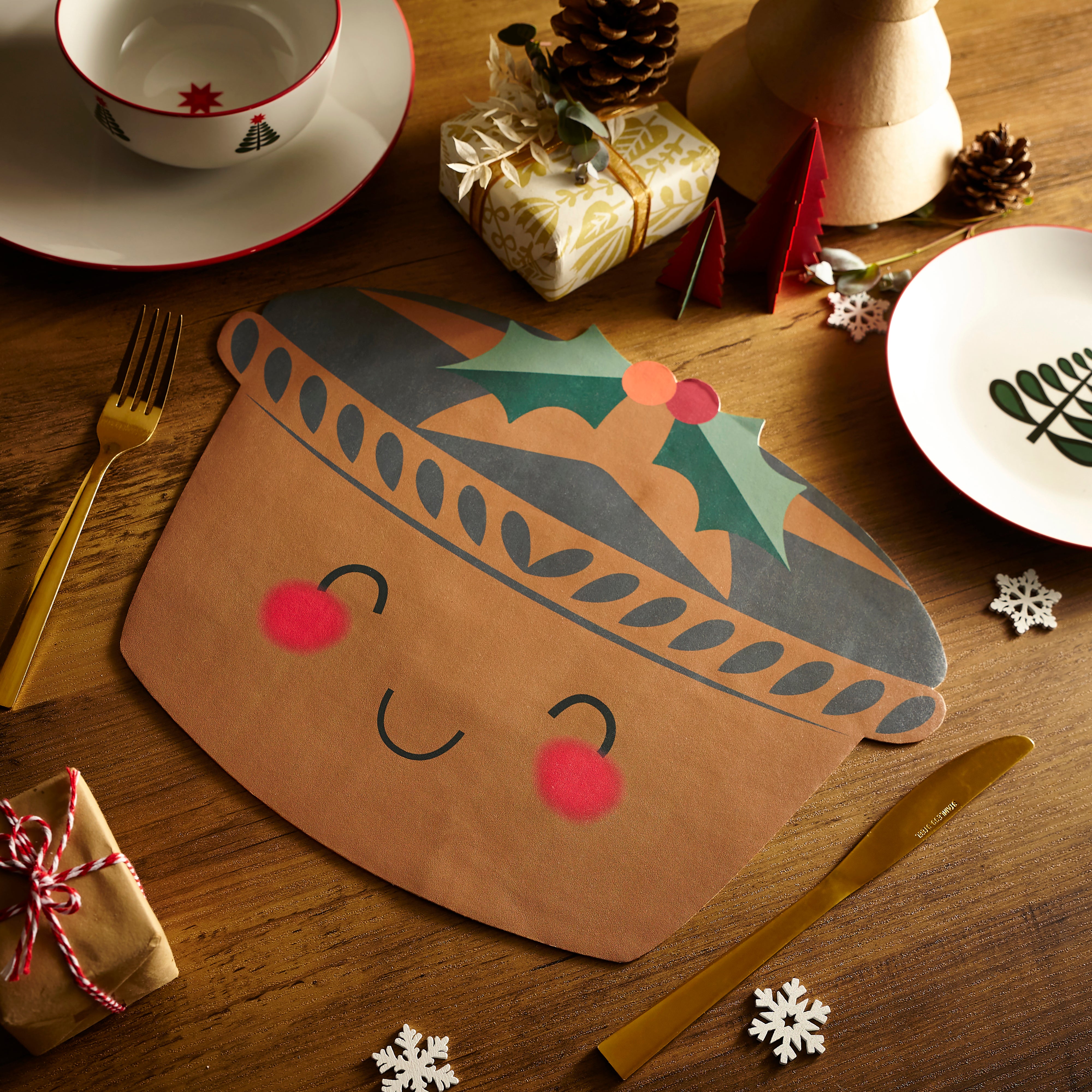 Merry the Mince Pie Faux Leather Placemat