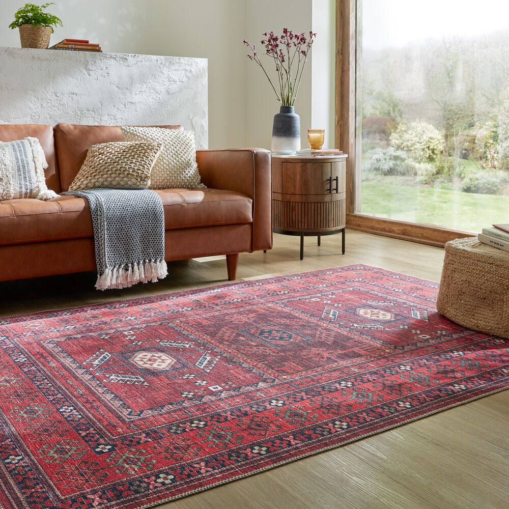 Kasra Persian Washable Rug Red